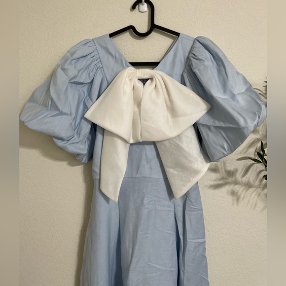 NWT Antonio Melani x Jennifer Sumko Kathleen Cut-Out Tie Neck Puff Sleeve Dress - Picture 8 of 15